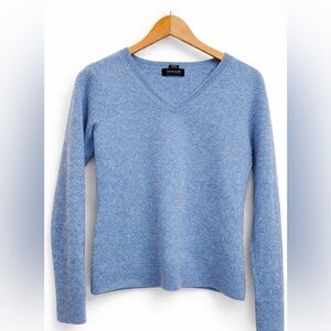 Tahari 2-Ply 100% Cashmere VNeck Pullover Sweater XL CozyChic Baby Blue Plussize
